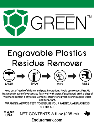 Green Engravable Plastics Residue Remover Label